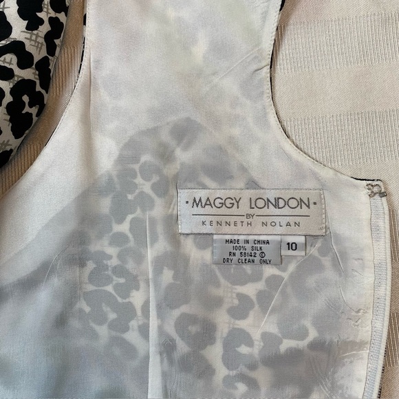 Maggy London 100% Silk Black & White Sz 10 Leopard Print Sheath Sleeveless Dress - Picture 15 of 15